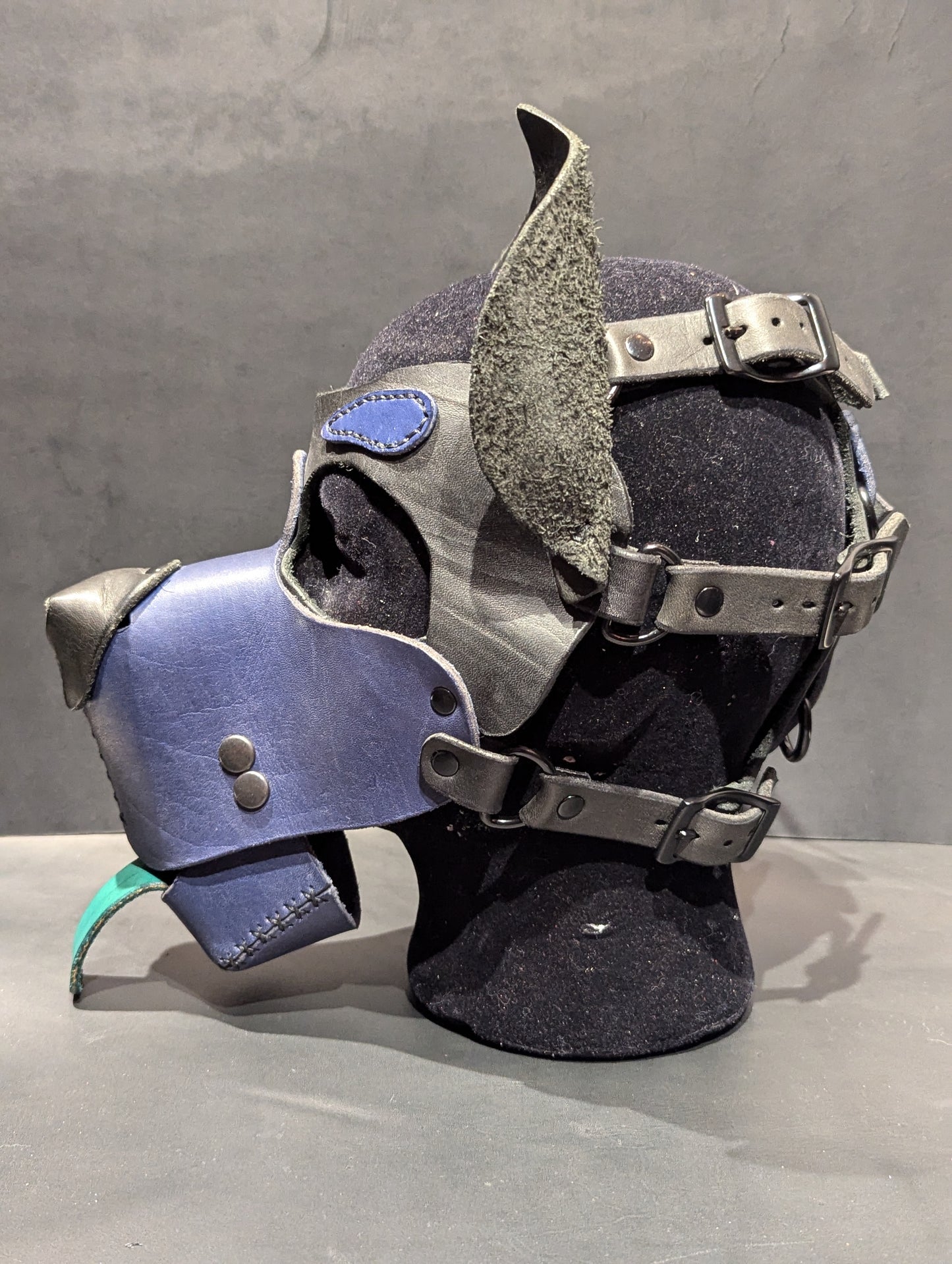 Black & Dark Blue Pup Hood w/lower jaw attachment