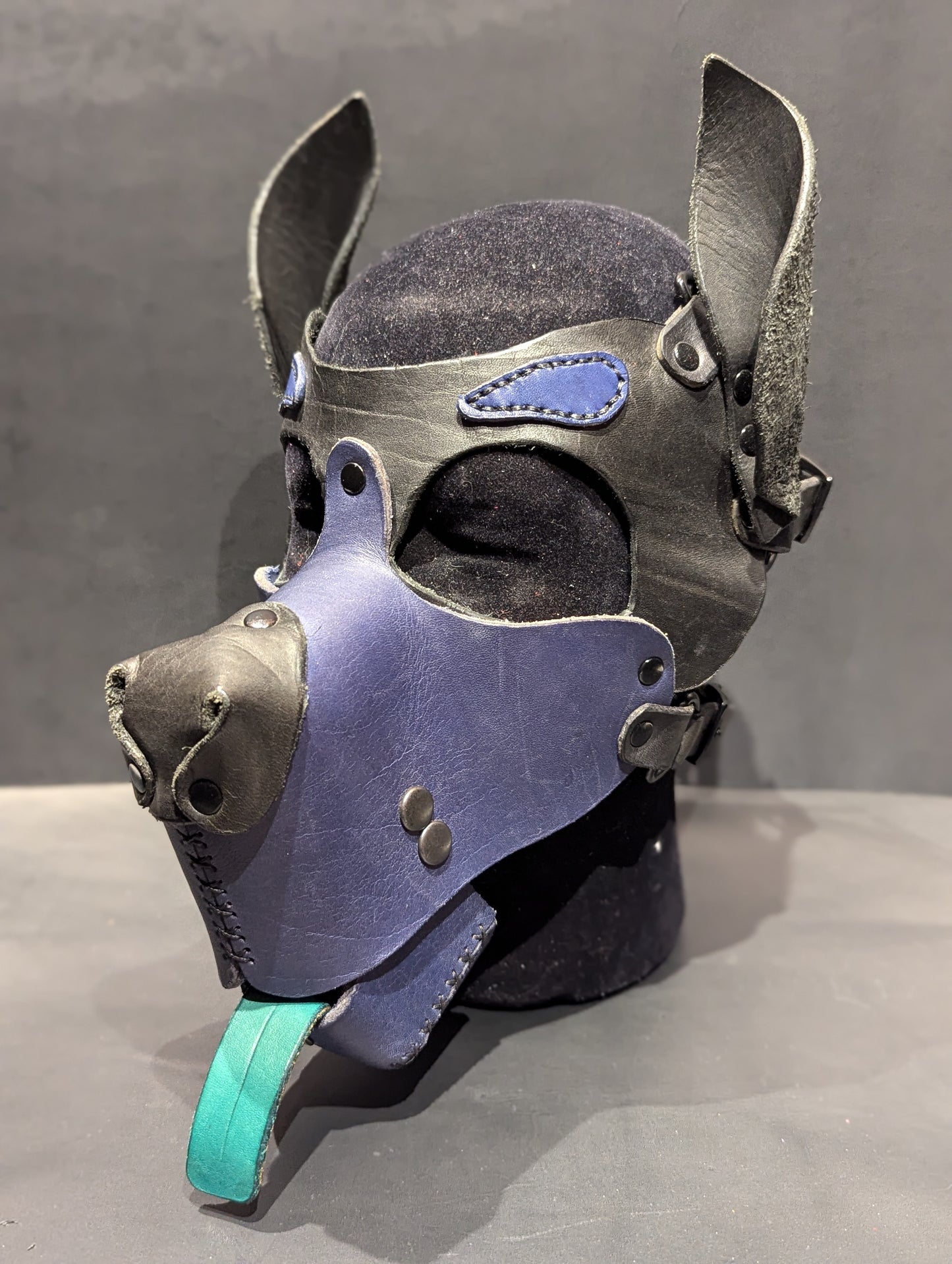 Black & Dark Blue Pup Hood w/lower jaw attachment