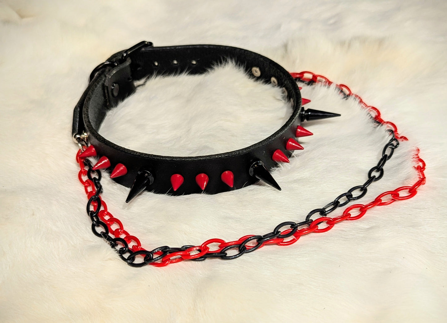 Black & Red Spiked Collar