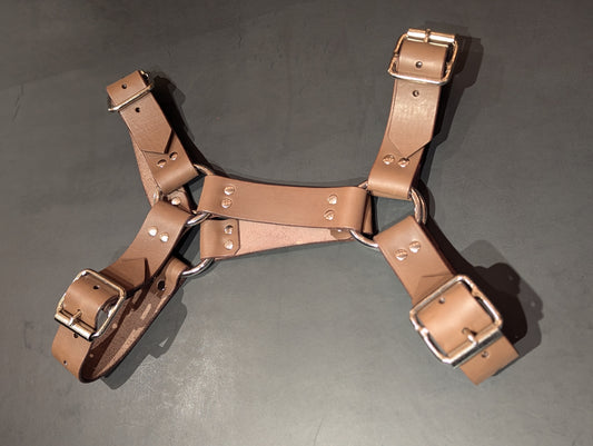 Bulldog Harness Brown and Silver