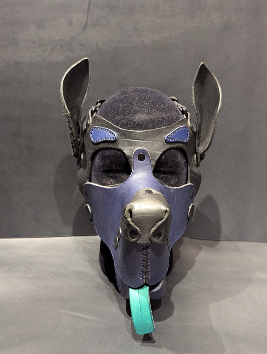 Black & Dark Blue Pup Hood w/lower jaw attachment