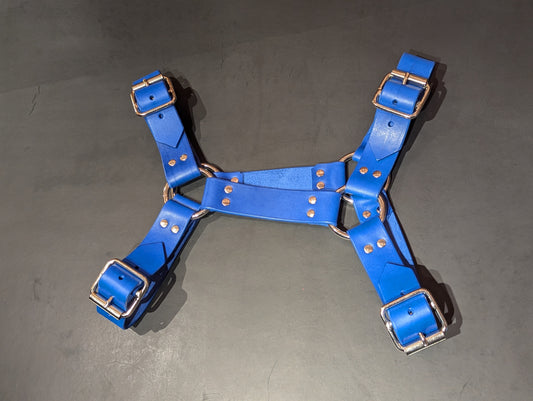 Bulldog Harness Blue and Silver